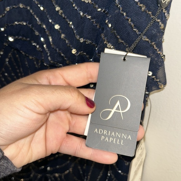 NWT Adrianna Papell Midnight Blue Long Blouson Dress size 6 - Picture 4 of 5